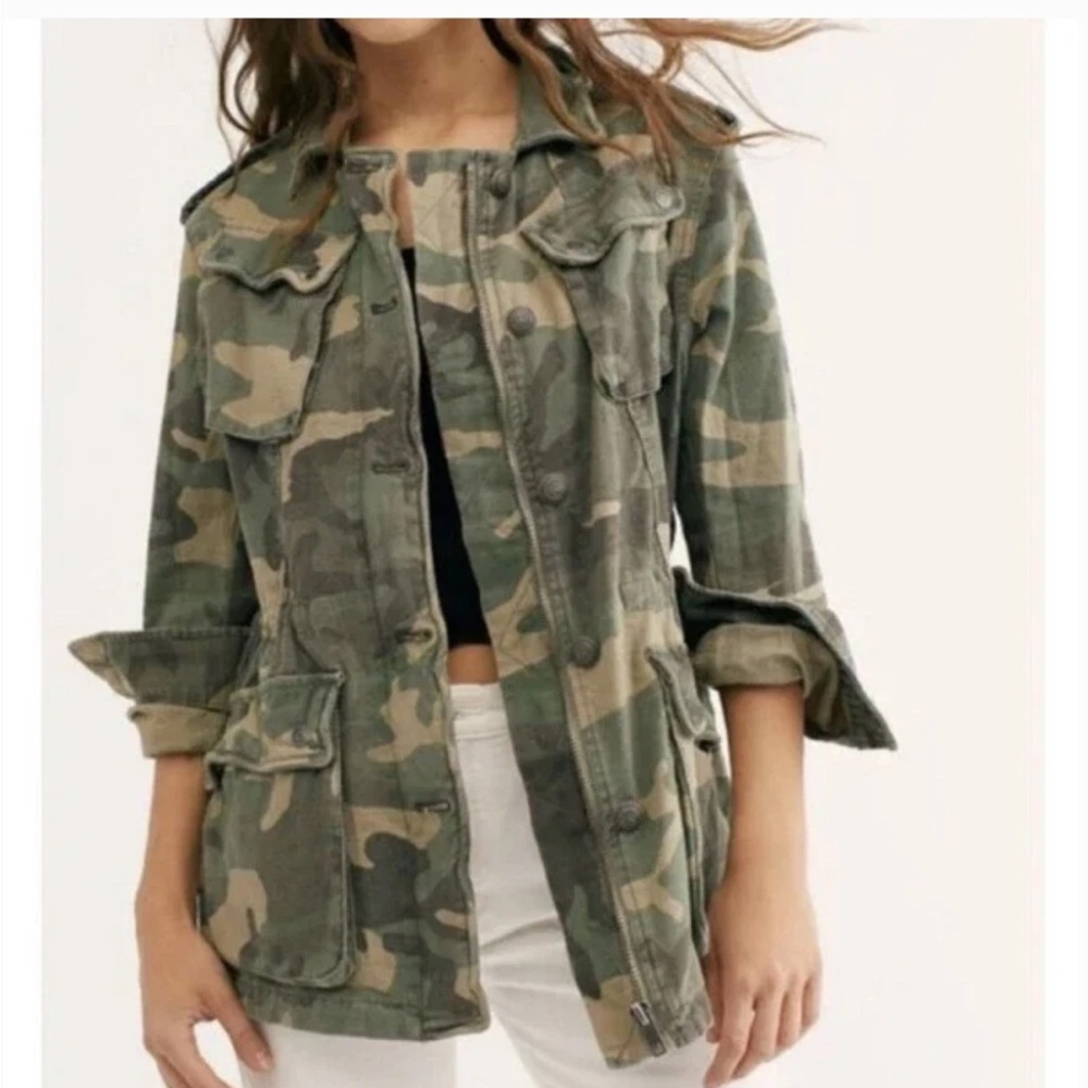 Free People Camo Not Your Brother's Surplus Jacket Small Green Cargo